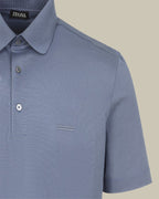 Lilac/Blue Pure Cotton Piquet Polo Shirt