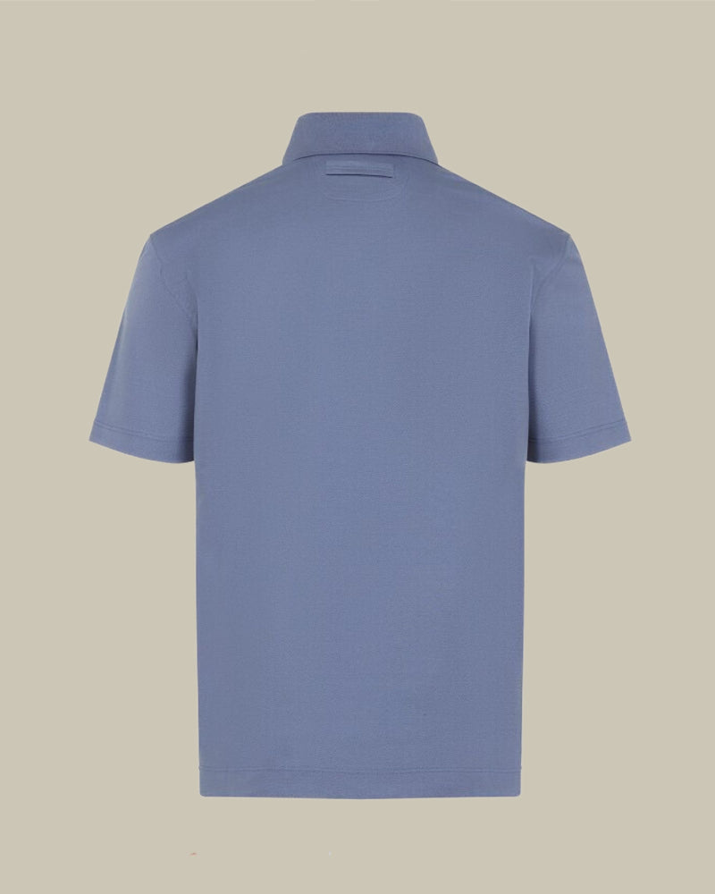Lilac/Blue Pure Cotton Piquet Polo Shirt