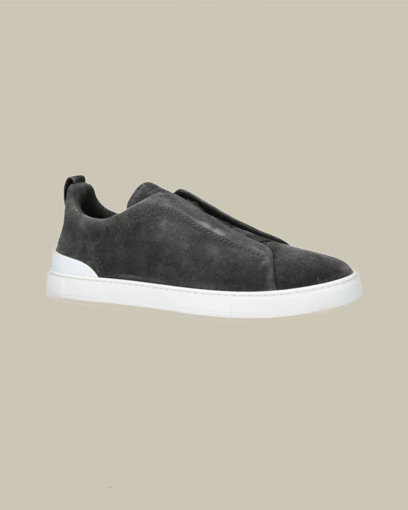 Dark Grey Suede Triple Stitch Sneakers