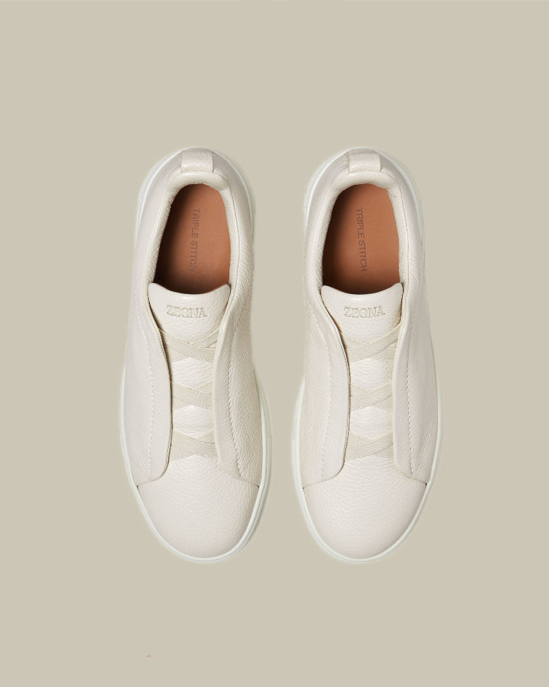 Off White Deerskin Triple Stitch