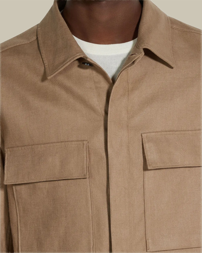 Taupe Oasi Linen Overshirt