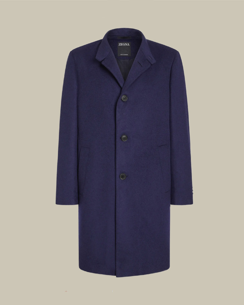 Navy Oasi Cashmere Double Overcoat