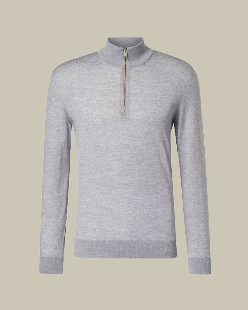 Grey High Performance Merino Wool Half Zip