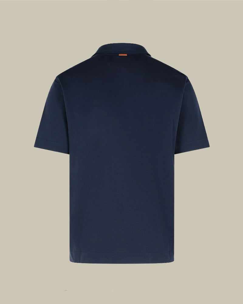 Pure Cotton Pique Short Sleeved Polo With Suede Piping