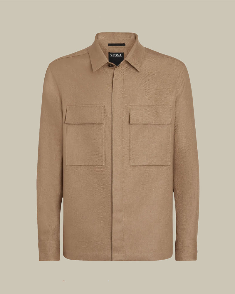 Taupe Oasi Linen Overshirt