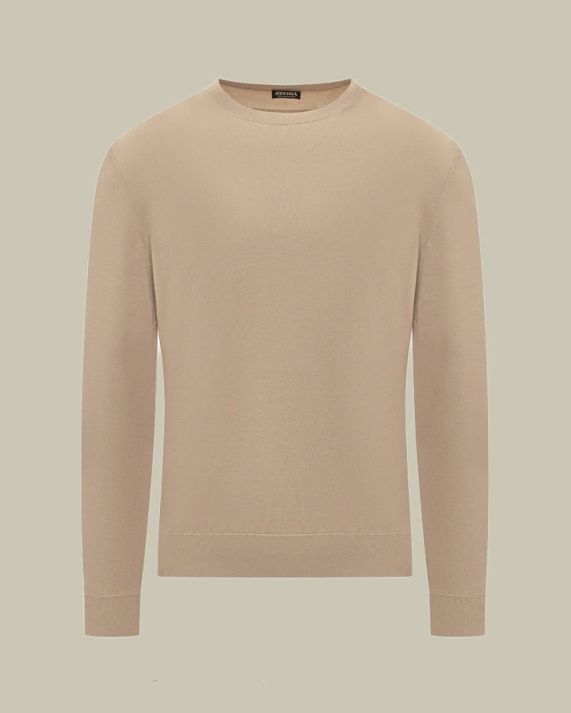 Beige High Performance Merino Crew Neck