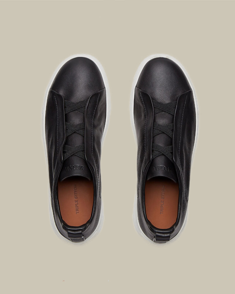 Zegna Black SecondSkin Triple Stitch Sneaker | MAISON 49