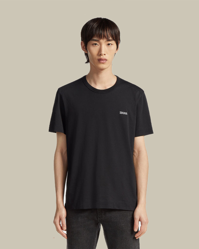 Cotton Tonal Logo T Shirt Black