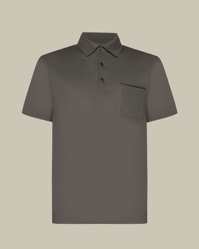 Taupe Short Sleeve Pure Cotton Polo