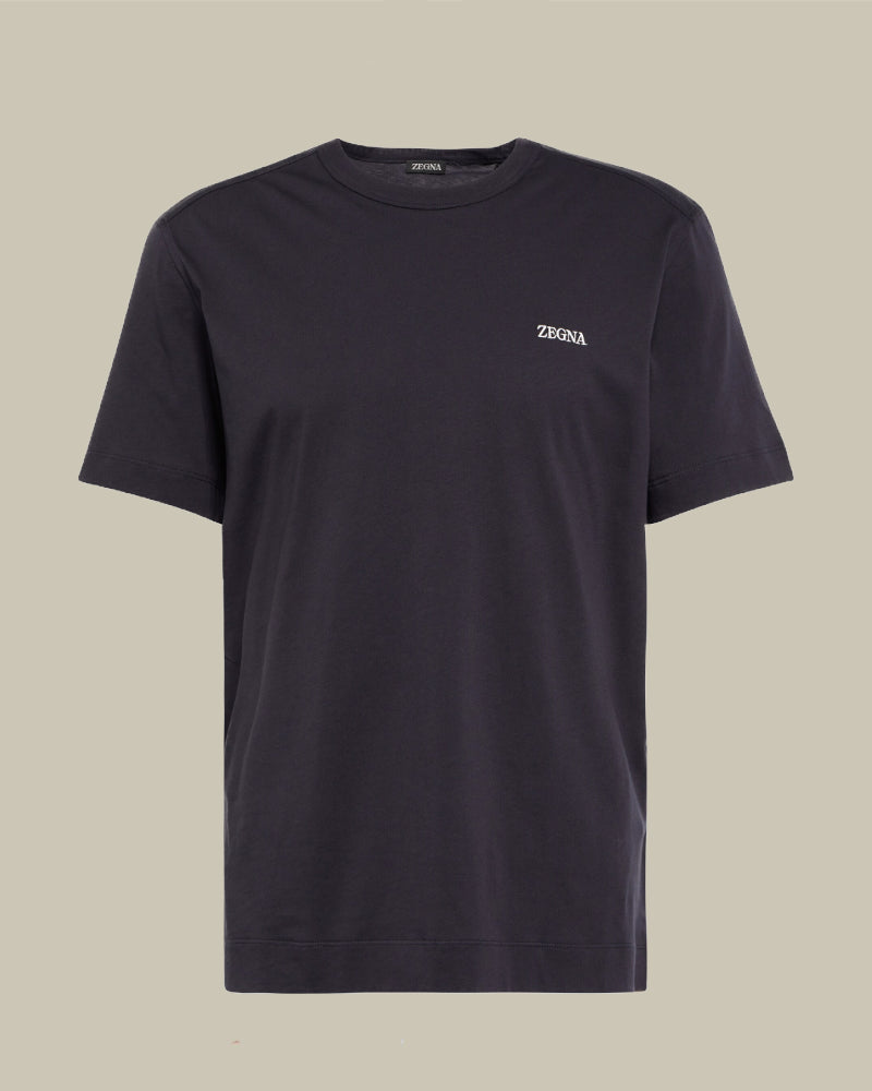 Cotton Tonal Logo T Shirt Navy
