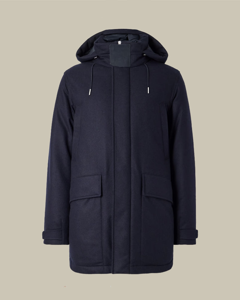 Navy Wool Techmerino Parka