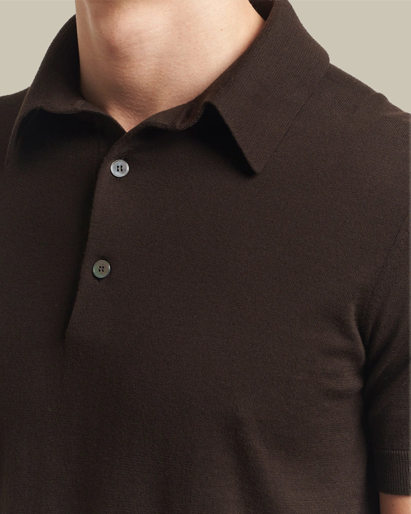 Premium Cotton Short Sleeved Knitted Polo Brown