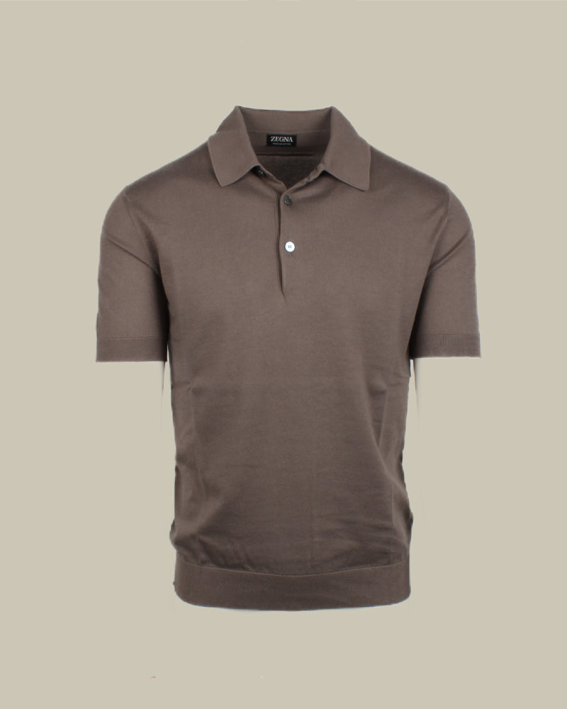 Beige Short Sleeve Premium Cotton Polo