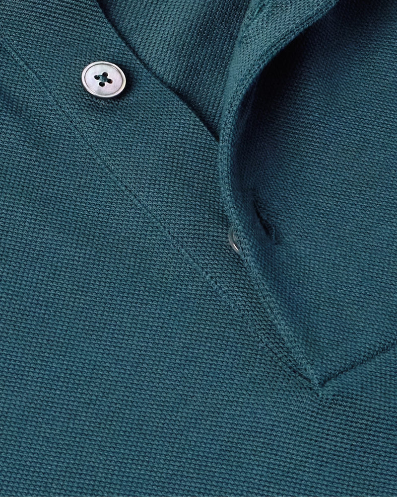 Teal Pure Cotton Pique Polo Shirt