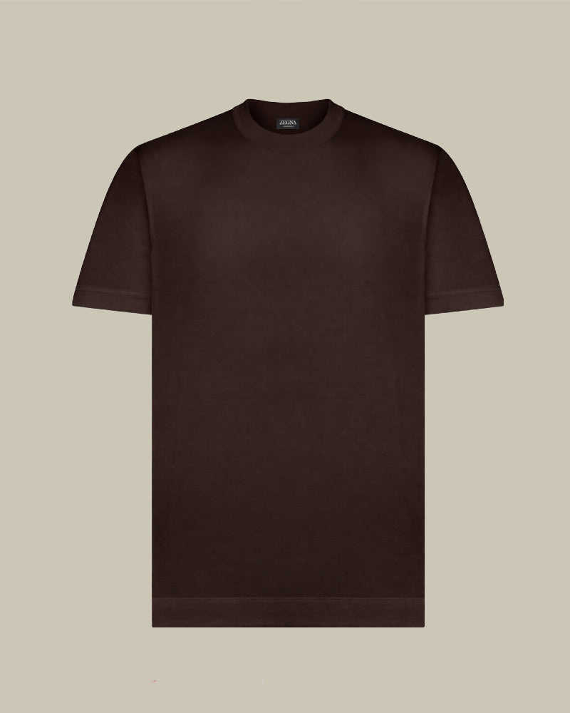 Dark Brown Leggerissimo Ribbed Collar T Shirt