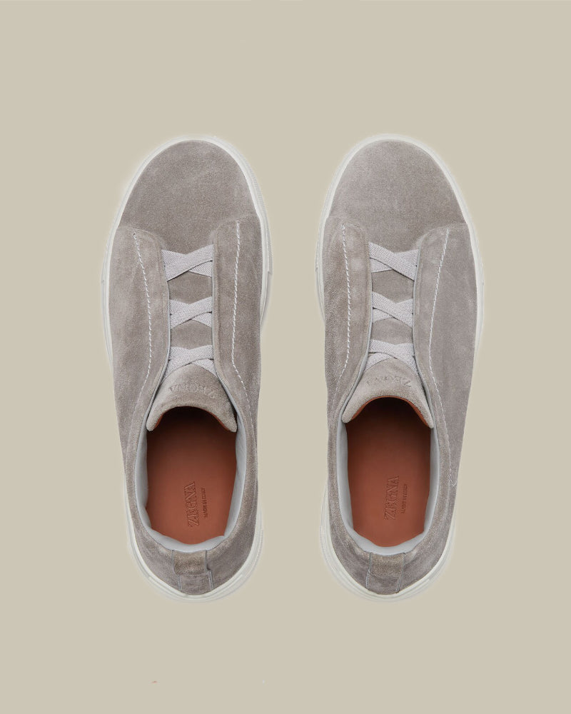 Grey Suede Triple Stitch Sneaker