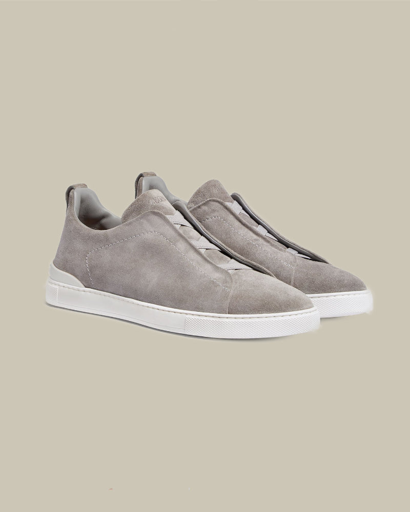 Grey Suede Triple Stitch Sneaker
