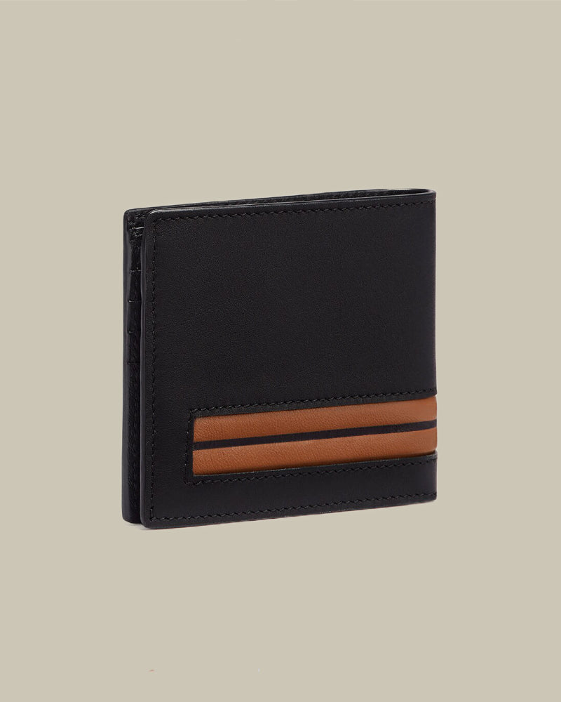 Black Deerskin Leather Bi Fold Wallet